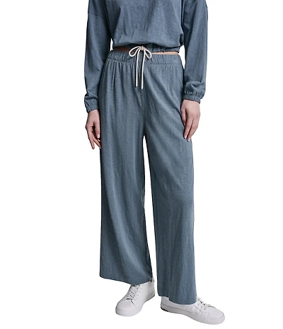 DKNY Sport by Donna Karan Coordinating Slub Knit Jersey High Rise Wide Leg Ankle Pants