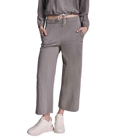 DKNY Sport by Donna Karan Coordinating Slub Knit Jersey High Rise Wide Leg Ankle Pants