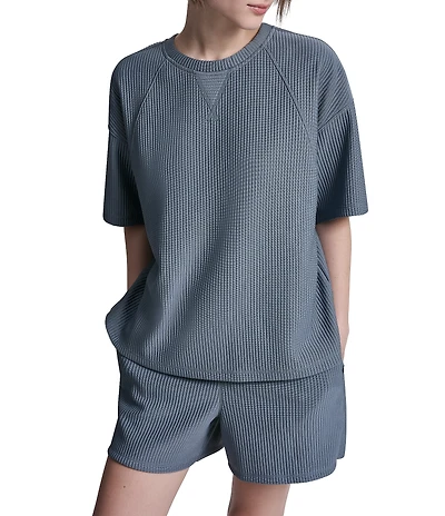 DKNY Sport By Donna Karan Coordinating Tech Ottoman Knit Crew Neck Short Sleeve Top