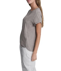 DKNY Sport by Donna Karan Cotton Slub Jersey Crew Neck Short Rolled Cuff Tee