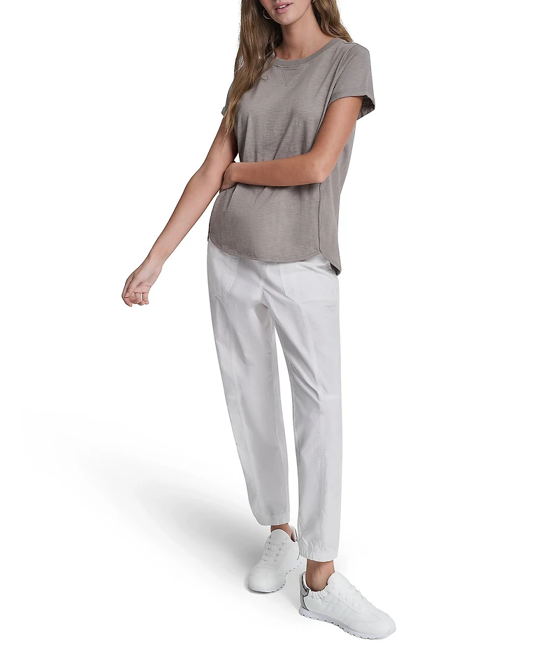 DKNY Sport by Donna Karan Cotton Slub Jersey Crew Neck Short Rolled Cuff Tee