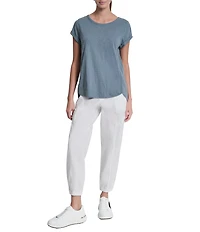 DKNY Sport by Donna Karan Cotton Slub Jersey Crew Neck Short Rolled Cuff Tee