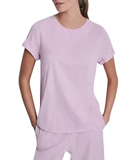 DKNY Sport by Donna Karan Cotton Slub Jersey Crew Neck Short Rolled Cuff Tee