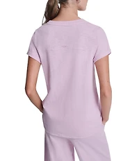 DKNY Sport by Donna Karan Cotton Slub Jersey Crew Neck Short Rolled Cuff Tee