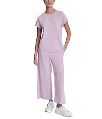 DKNY Sport by Donna Karan Cotton Slub Jersey Crew Neck Short Rolled Cuff Tee