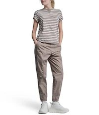 DKNY Sport by Donna Karan Cotton Slub Jersey Stripe Crew Neck Short Rolled Cuff Tee