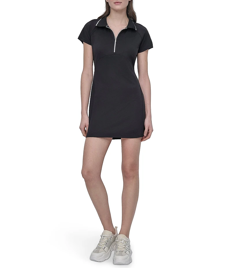 DKNY Sport by Donna Karan Court Pique Short Sleeve Polo Collar Quarter Zip Dress