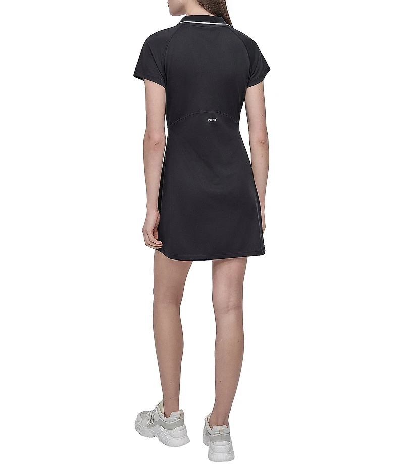 DKNY Sport by Donna Karan Court Pique Short Sleeve Polo Collar Quarter Zip Dress