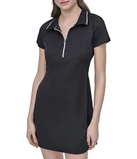 DKNY Sport by Donna Karan Court Pique Short Sleeve Polo Collar Quarter Zip Dress