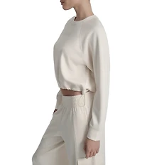 DKNY Sport By Donna Karan Cropped Bungee Hem Crew Neck Logo Pullover