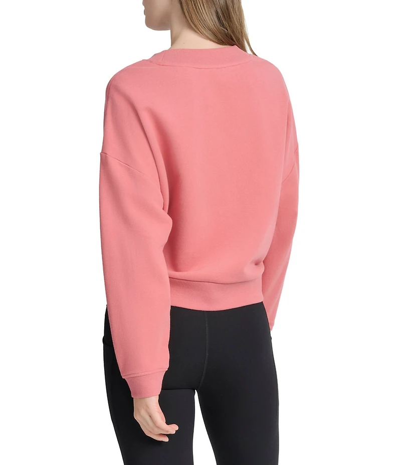DKNY Sport by Donna Karan Deep V-Neck Embodied Logo Long Sleeve Sweatshirt