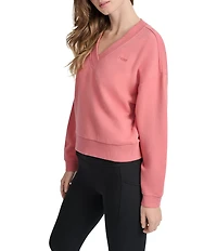 DKNY Sport by Donna Karan Deep V-Neck Embodied Logo Long Sleeve Sweatshirt