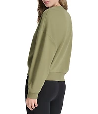 DKNY Sport by Donna Karan Deep V-Neck Embodied Logo Long Sleeve Sweatshirt