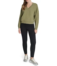 DKNY Sport by Donna Karan Deep V-Neck Embodied Logo Long Sleeve Sweatshirt