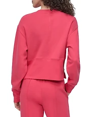 DKNY Sport By Donna Karan French Terry Cropped Crew Neck Side Zip Pullover