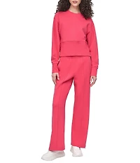 DKNY Sport By Donna Karan French Terry Cropped Crew Neck Side Zip Pullover