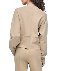 DKNY Sport By Donna Karan French Terry Cropped Crew Neck Side Zip Pullover