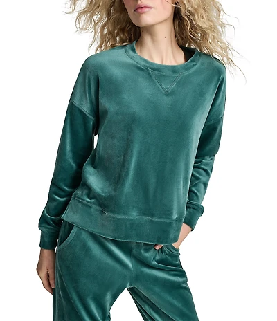 DKNY Sport by Donna Karan High-Low Velour Crew Neck Coordinating Pullover