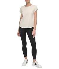 DKNY Sport by Donna Karan Knit Slub Jersey Crew Neck Short Rolled Sleeve T-Shirt