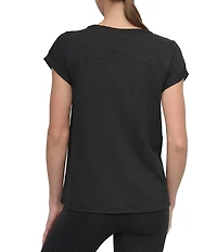 DKNY Sport by Donna Karan Knit Slub Jersey Crew Neck Short Rolled Sleeve T-Shirt