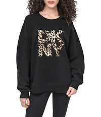 DKNY Sport by Donna Karan Leopard Logo Crew Neck Pullover