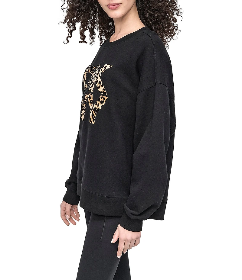 DKNY Sport by Donna Karan Leopard Logo Crew Neck Pullover