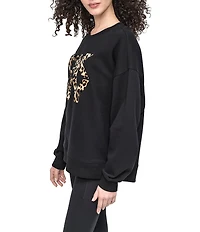 DKNY Sport by Donna Karan Leopard Logo Crew Neck Pullover