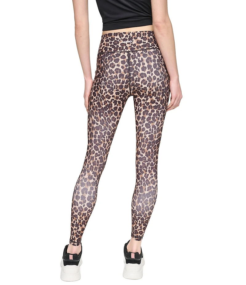 DKNY Sport by Donna Karan Leopard Print High Waist Fitness Tight Leggings