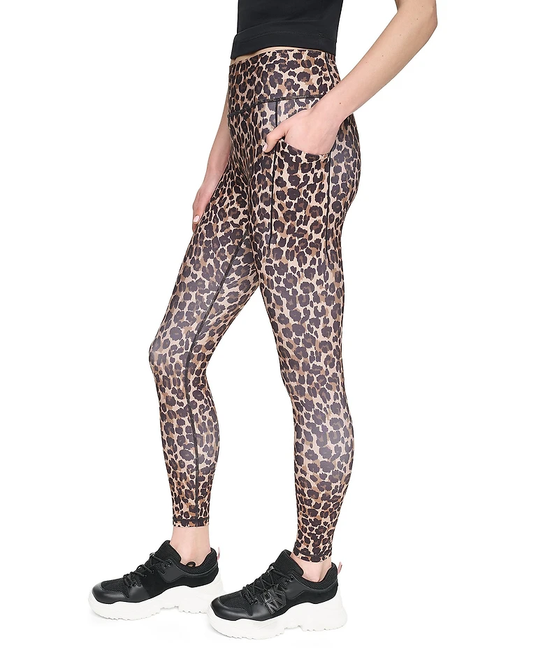 DKNY Sport by Donna Karan Leopard Print High Waist Fitness Tight Leggings