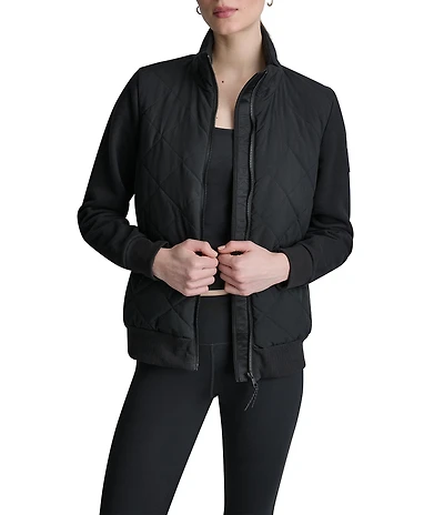 DKNY Sport by Donna Karan Lightweight Hybrid Mock Neck Full Zip Jacket