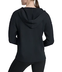 DKNY Sport by Donna Karan Long Sleeve Open Pointelle Stitch V-Neck Hoodie