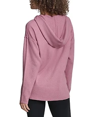 DKNY Sport by Donna Karan Long Sleeve Open Pointelle Stitch V-Neck Hoodie