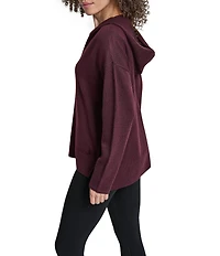 DKNY Sport by Donna Karan Long Sleeve Open Pointelle Stitch V-Neck Hoodie