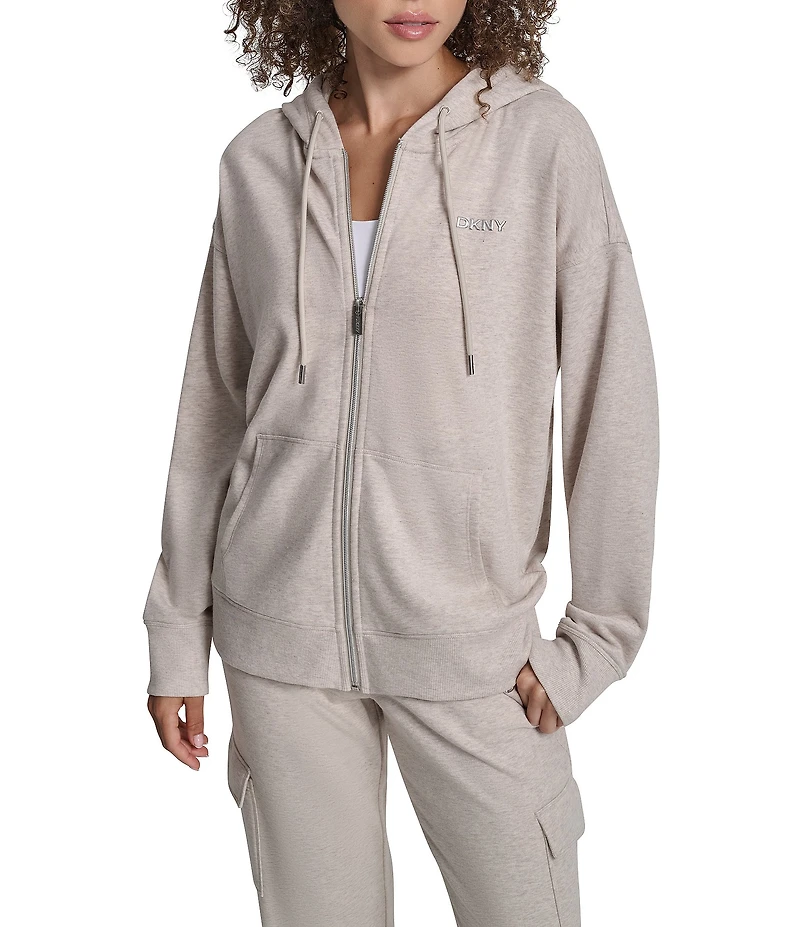 DKNY Sport by Donna Karan Metallic Bubble Logo Full Zip Hoodie