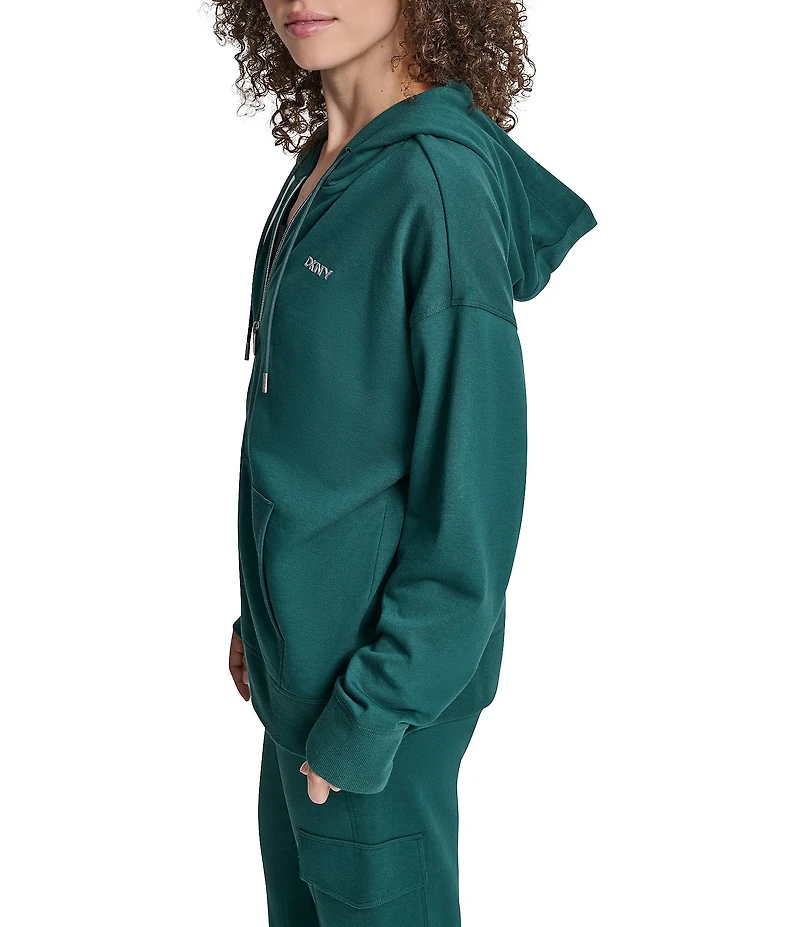 DKNY Sport by Donna Karan Metallic Bubble Logo Full Zip Hoodie