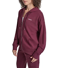 DKNY Sport by Donna Karan Metallic Bubble Logo Full Zip Hoodie