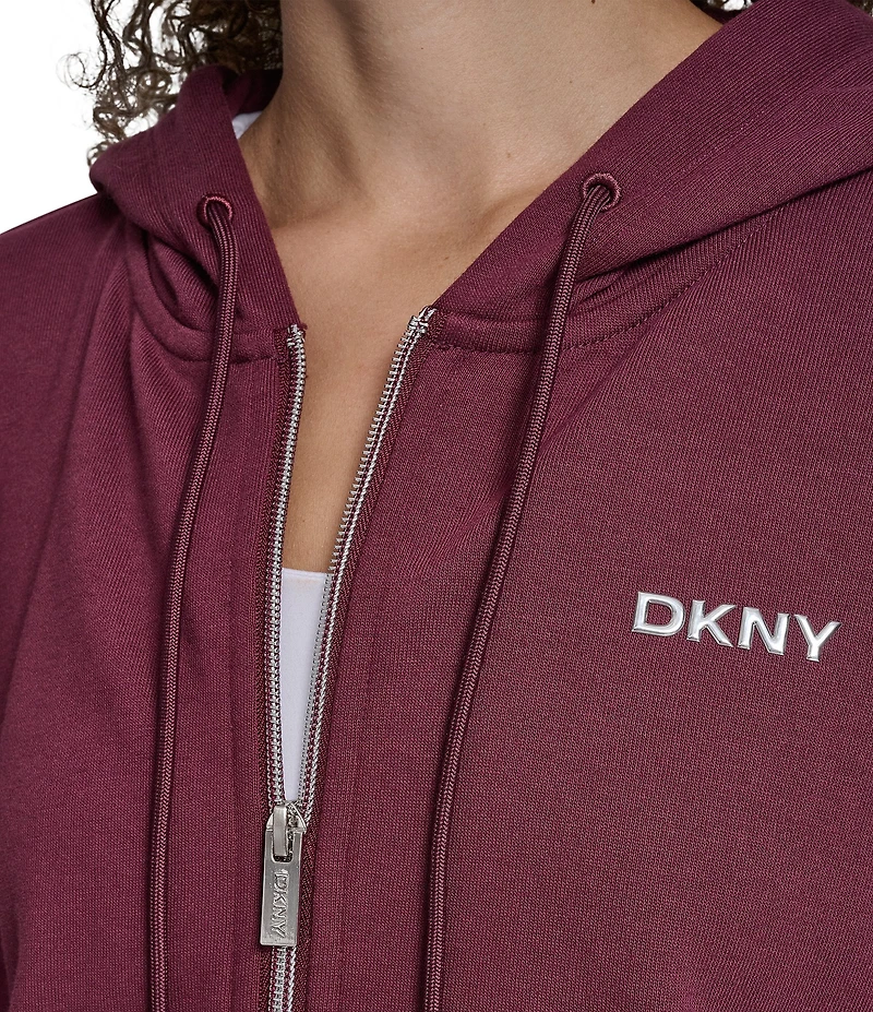 DKNY Sport by Donna Karan Metallic Bubble Logo Full Zip Hoodie
