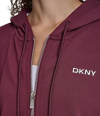 DKNY Sport by Donna Karan Metallic Bubble Logo Full Zip Hoodie