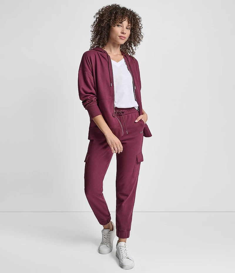 DKNY Sport by Donna Karan Metallic Bubble Logo Full Zip Hoodie