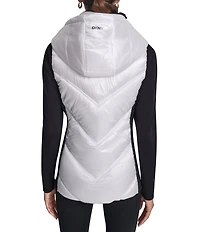 DKNY Sport by Donna Karan Metallic Mock Neck Sleeveless Zip-Up Hooded Vest