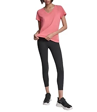 DKNY Sport By Donna Karan Micro Peached Jersey V-Neck Short Sleeve High Low Tee