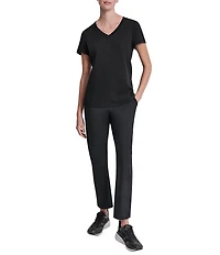 DKNY Sport By Donna Karan Micro Peached Jersey V-Neck Short Sleeve High Low Tee