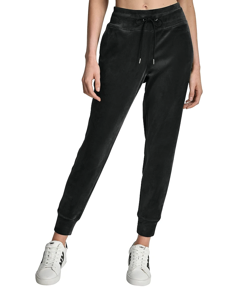 DKNY Sport by Donna Karan Coordinating Mid-Rise Cuffed Slim Fit Velour Jogger