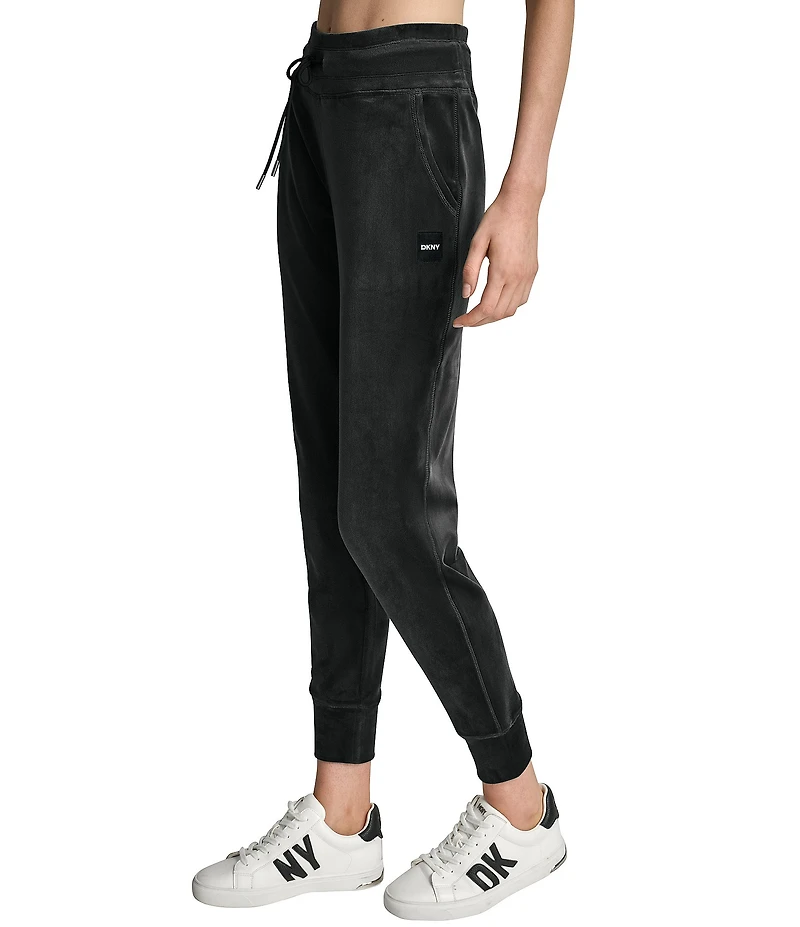 DKNY Sport by Donna Karan Coordinating Mid-Rise Cuffed Slim Fit Velour Jogger