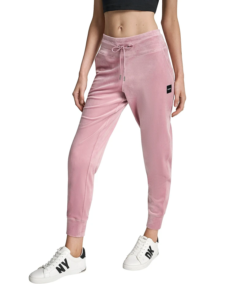 DKNY Sport by Donna Karan Coordinating Mid-Rise Cuffed Slim Fit Velour Jogger