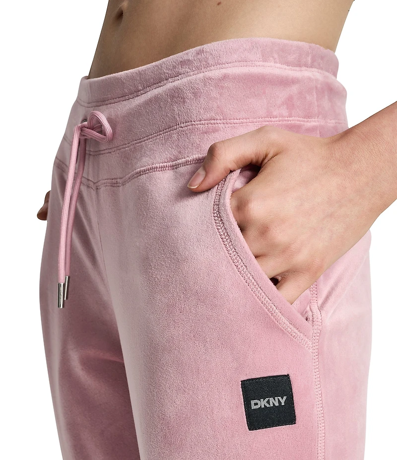 DKNY Sport by Donna Karan Coordinating Mid-Rise Cuffed Slim Fit Velour Jogger