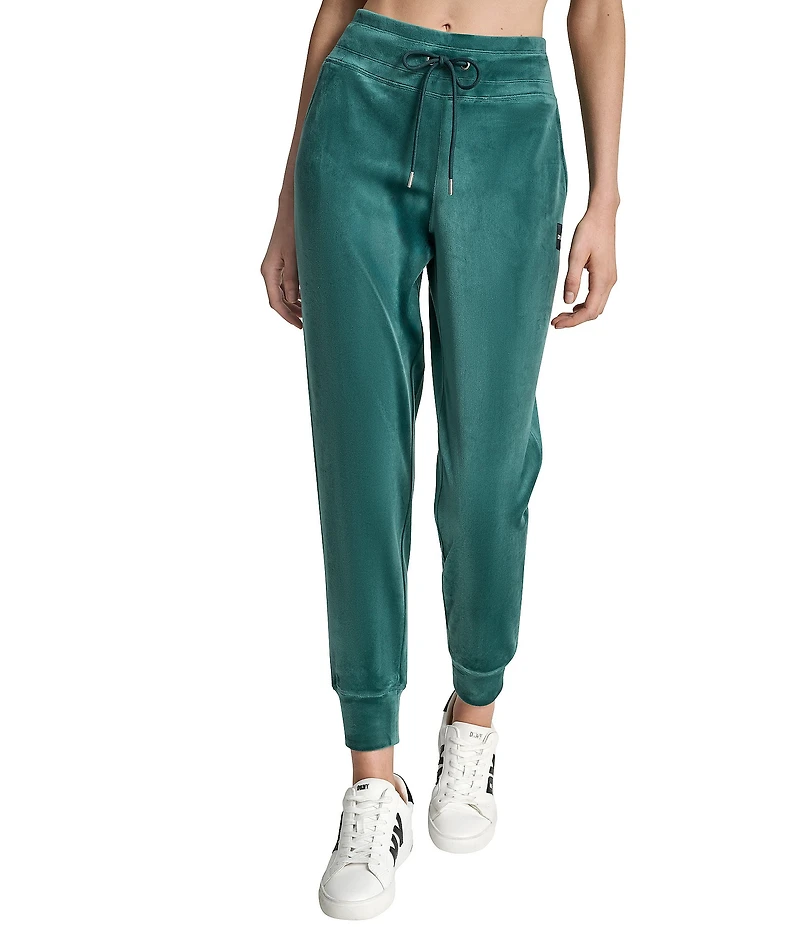 DKNY Sport by Donna Karan Coordinating Mid-Rise Cuffed Slim Fit Velour Jogger