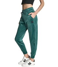 DKNY Sport by Donna Karan Coordinating Mid-Rise Cuffed Slim Fit Velour Jogger