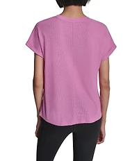 DKNY Sport by Donna Karan Mini Waffle Crew Neck Short Sleeve T-Shirt