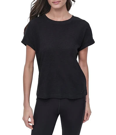 DKNY Sport by Donna Karan Mini Waffle Crew Neck Short Sleeve T-Shirt
